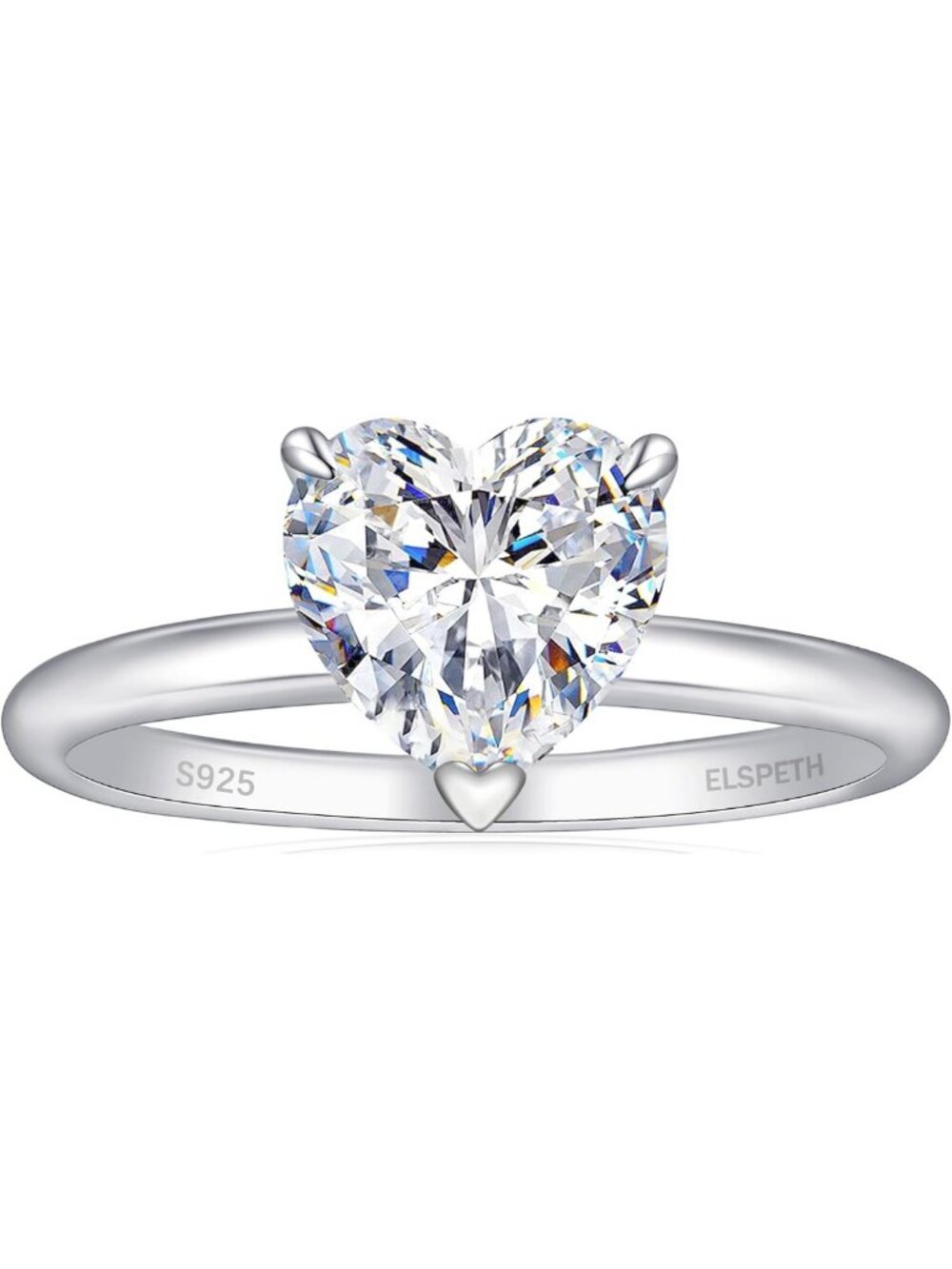 Elegant Heart Cut 925 Sterling Silver Engagement Ring for Women - 1/1.5/4CT
